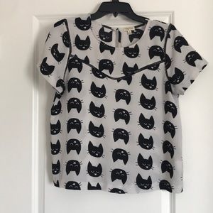 Kitty Face Print Blouse